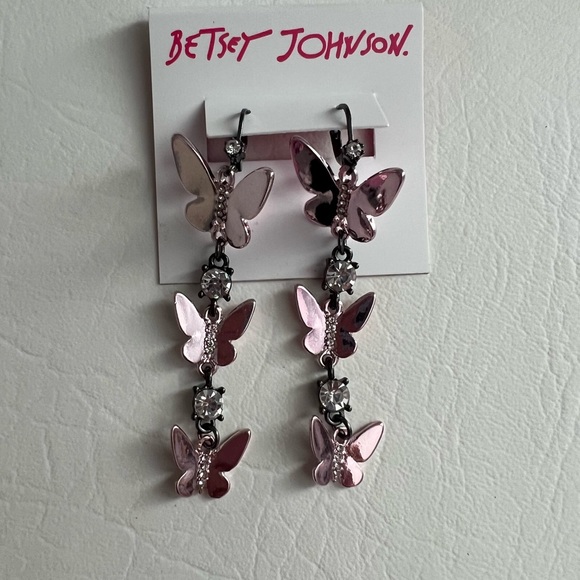 Betsey Johnson Butterfly Linear Earrings - Picture 4 of 4